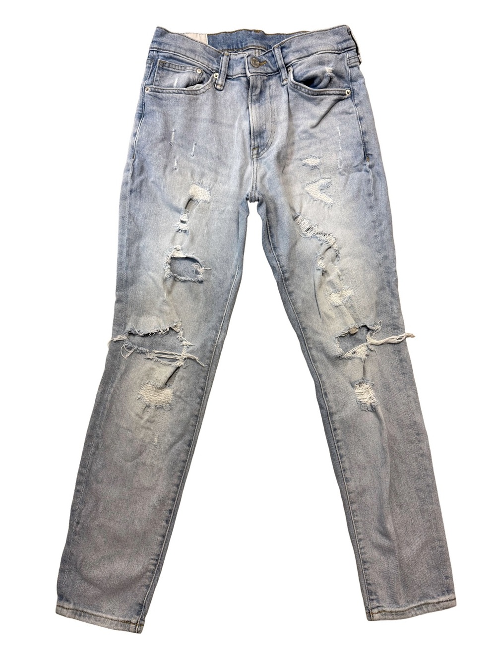 H&M Light Blue Distressed Slim Skinny Fit Straight Jeans